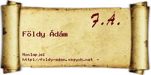 Földy Ádám névjegykártya